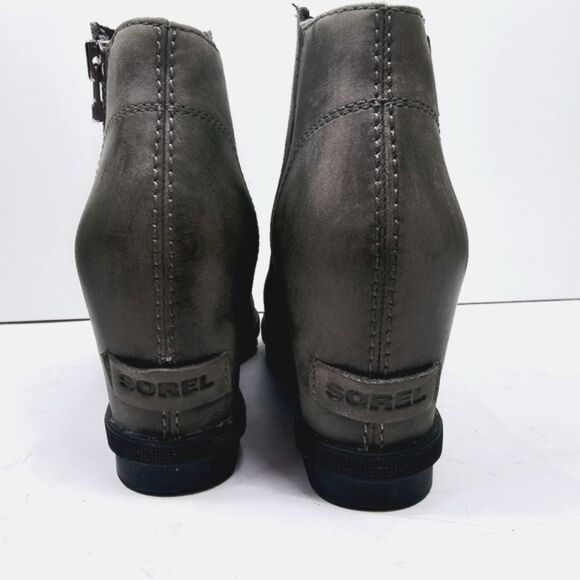 SOREL JOAN OF ARCTIC WEDGE II ZIP BOOTIE SIZE Charcoal Gray Sz 8 - Picture 5 of 8